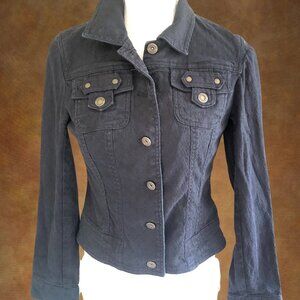 Bandolino Black Stretch Denim Jacket Women’s Small Cotton Spandex Lightweight